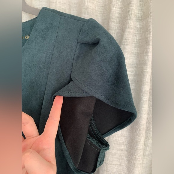 NEW Calvin Klein 12 Green Suede Sheath Dress - Picture 8 of 8